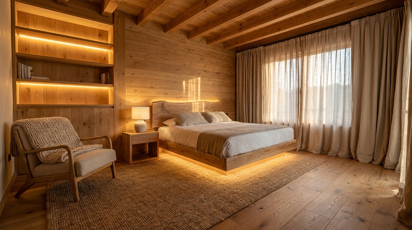 warm wooden bedroom 202601231433